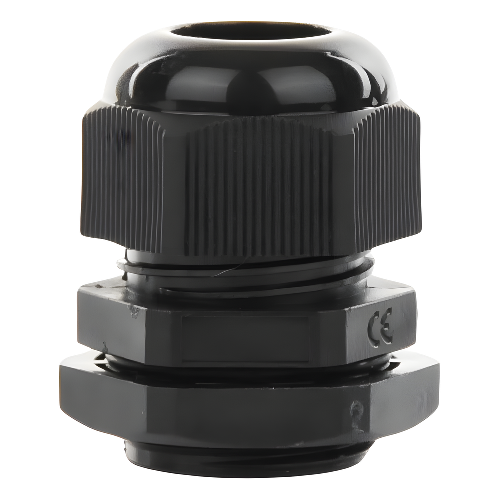 Conector Plástico Negro Tipo Glándula para Cable de 10 a 14 mm de Diámetro.
