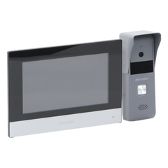 Kit de Videoportero Híbrido Analógico de Metal / IP a 4 Hilos con Función de Llamada a App Hik-Connect / Monitor se Conecta a Internet por Cable o WiFi y por 4 Hilos al Frente de Calle  IP65 / Expandible a Mas Equipos