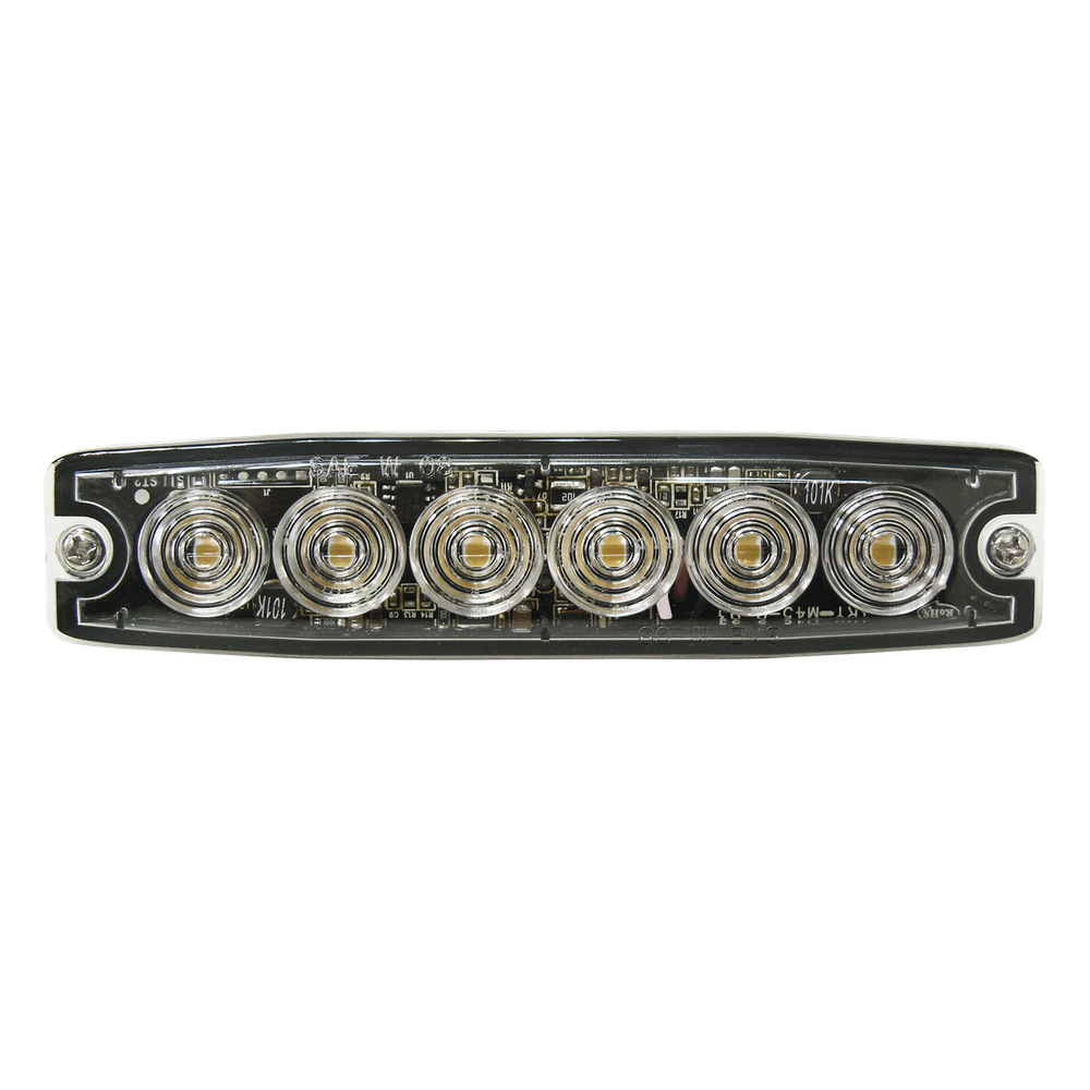 Luz Auxiliar de 6 LED, Ambar, lente Transparente, SAE