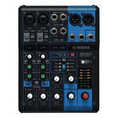 Mezcladora de Audio | 6 Canales | 2 entradas de micro/6 de línea (2 mono + 2 estéreo) | Efectos Integrados | Alimentación Phantom