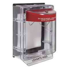 Cubierta Protectora de Policarbonato Serie Stopper IIÆ, Con Bocina, Con Espaciador, Montaje Empotrado, Etiqueta en Español, IP54
