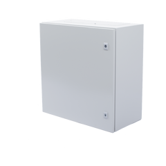 Gabinete de Acero IP66 Uso en Intemperie (600 x 600 x 300 mm) con Placa Trasera Interior Metálica y Compuerta Inferior Atornillable (Incluye Chapa y Llave T).