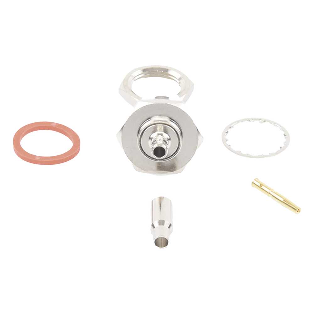 Conector TNC Hembra de montaje en Chasis tipo D Plano y anillo plegable para RG-174/U, 8216.