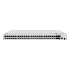 Switch de Distribución/Core Gigabit Administrable  Capa 3 / 48 puertos 10/100/1000 Mbps  / 4 Puertos 10GE SFP+ Uplink / ERPS / Rutas Estáticas / iStack / Administración Nube Gratis
