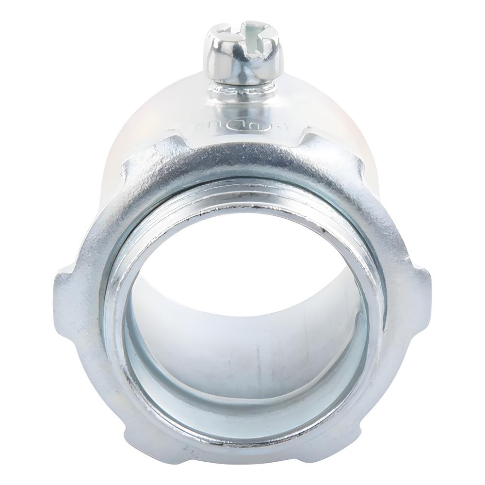 Conector 1" (25mm) pared delgada con tornillo tipo americano galvanizado etiqueta verde