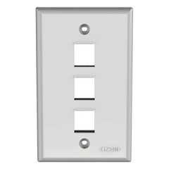 Placa de Pared Vertical, Salida Para 3 Puertos Keystone, Color Blanco