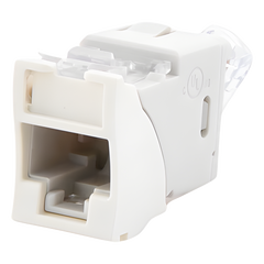 Jack Ultramax Cat6, UTP, Montaje Híbrido en Placa de Pared (Plano y Angulado), Color Blanco, Punch Down