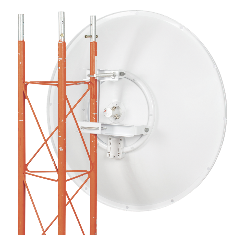 Antena direccional de 3ft, 4.9 a 6.5 GHz, Ganancia 34 dBi, Conectores N-hembra, Polarización doble, incluye montaje para torre o mástil