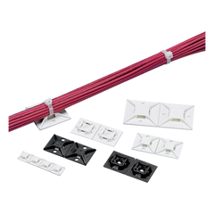 Montaje-Sujetador Para Cable de 4 vías, con Adhesivo Acrilico, 25.4 x 25.4mm (1in x 1in), Color Negro, Uso en Exterior, 1 pieza