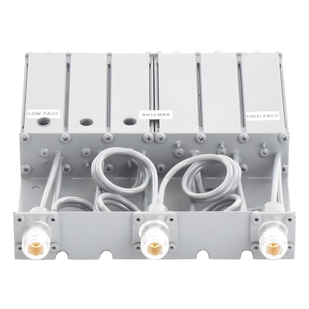 Duplexer SYSCOM en VHF, 6 Cav. 148-160 MHz, 50 Watt, 5 MHz Sep. Rechazo de Banda, N Hembras.