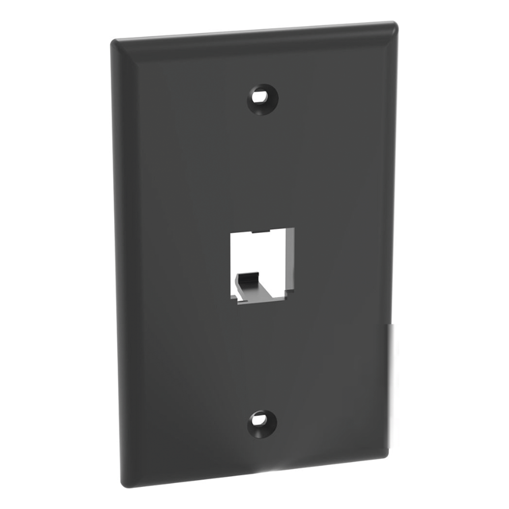 Placa de Pared Vertical Clásica, Salida Para 1 Puerto Mini-Com, Color Negro
