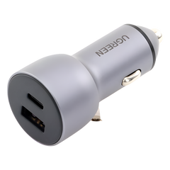 Cargador de Auto 52.5W | Puerto USB-A y USB-C | Carga Rápida | Compatible con Vehículos de 12 y 24 VCD | PD3.0 + QC3.0 | Chip Inteligente | Diseño Compacto Mayor Eficiencia Energética | Caja de Aluminio