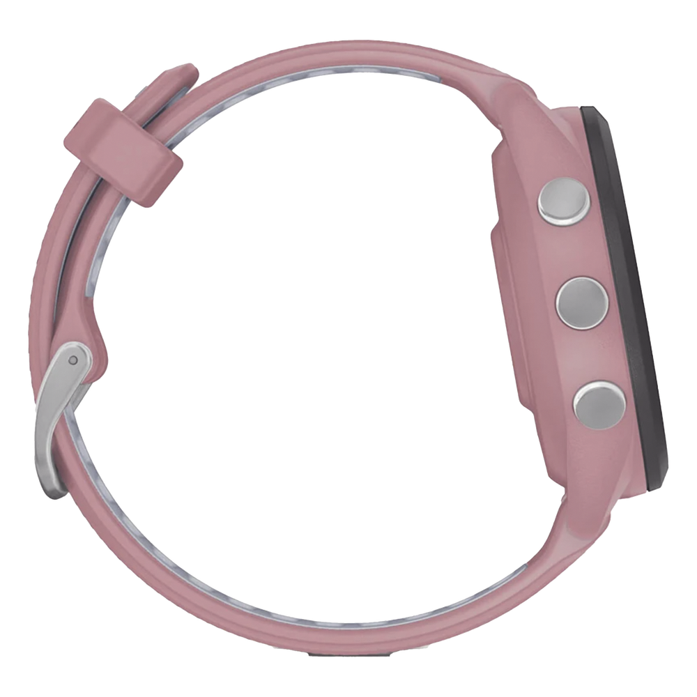 Forerunner® 265S, Bisel negro con carcasa en rosa y correa de silicona en rosa/gris