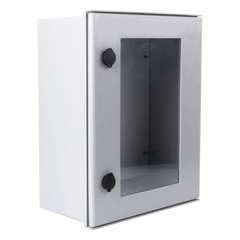 Gabinete de Poliéster IP65 Puerta Transparente, Uso en Intemperie (400 x 500 x 200 mm) con Placa Trasera Interior de Plástico (Incluye Chapa y Llave).