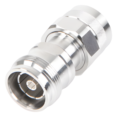 Adaptador en Línea de Conector 4.3-10 Hembra a N Macho, Bronce Blanco/ Plata/ Teflón.