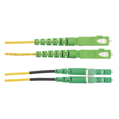 Jumper de Fibra Optica Monomodo 9/125 OS2, SC/APC-LC/APC Duplex, OFNR (Riser), Color Amarillo, 2 Metros (6.56 Pies)