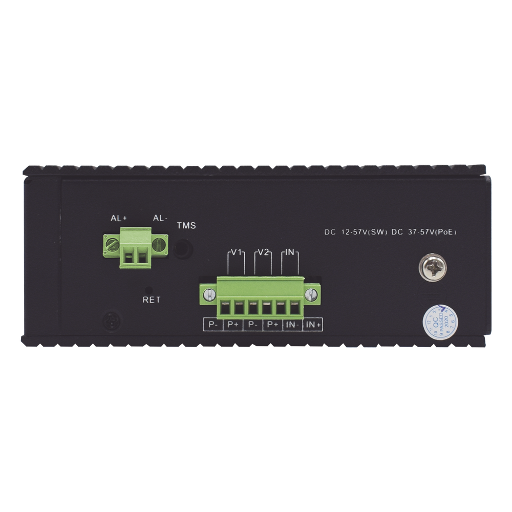 Switch Industrial Administrable / PoE Mixto 24/48V / 8 Puertos Gigabit + 4 SFP / Puertos 3-4 802.3 af/at/bt 60W / Protección 8kV / Riel DIN