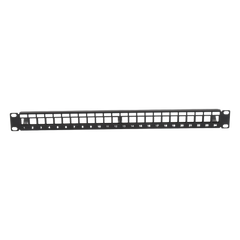 Patch Panel Modular sin Blindaje de 24 Puertos, 1U, con Barra para Organizar Cable