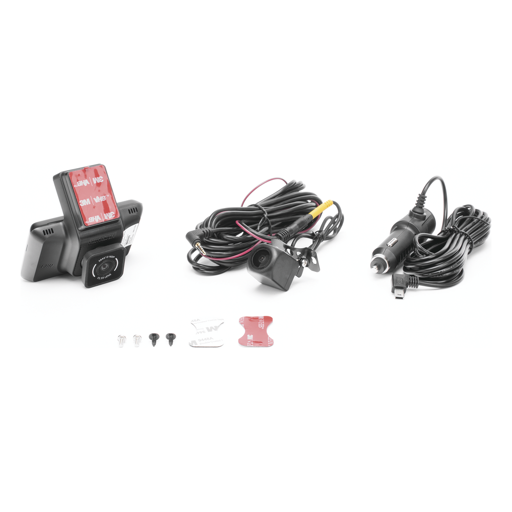 Cámara de Tablero / Cámara Frontal de 4 Megapixel (2K) y Trasera de 2 Megapixel / Entrada de Alarma para Cambio a Cámara de Reversa / H.265 /  Pantalla Táctil 3" / WiFi / G-Sensor / Micrófono y Bocina Integrada / Mi
