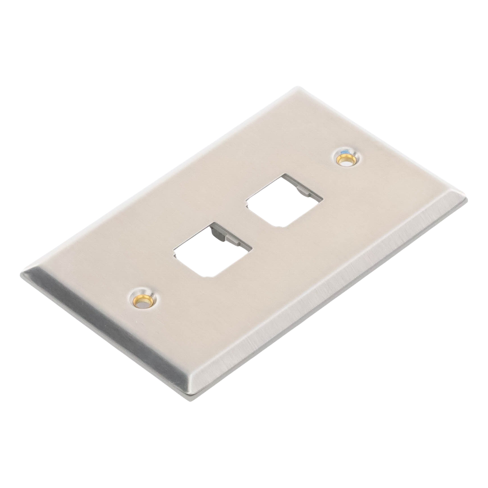 Placa de Pared Vertical, de Acero Inoxidable, Salida Para 2 Puertos Mini-Com