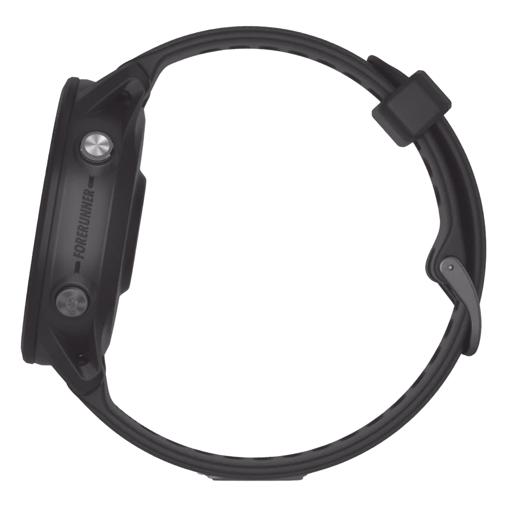 Reloj Garmin Forerunner 955 solar color negro en correa de silicón, con funciones premium de entrenamiento.