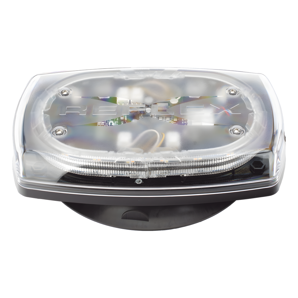 Mini torreta de 48 LED 10 Pulgadas, Ambar/Claro, Lente Transparente, Montaje Con Iman Y Conexion Para Encendedor De Vehiculo
