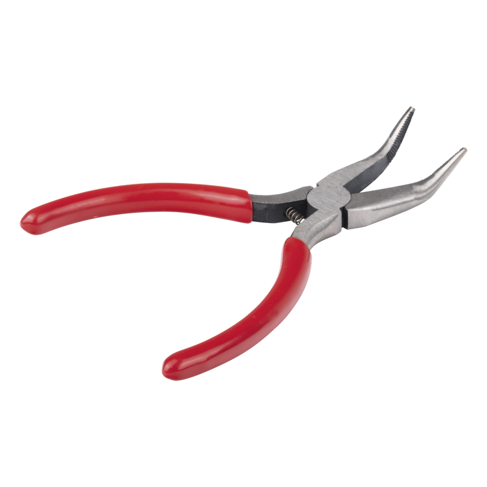 Pinza punta Curveada de 5” con Mango Forrado Plástico.