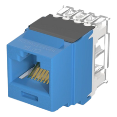 Conector Jack Estilo 110 (de Impacto), Tipo Keystone, Categoría 6A, de 8 Posiciones y 8 Cables, Color Azul