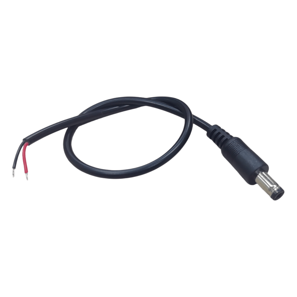 Cable con Conector Macho (Pigtail)  | Forro negro | Alimentación para Vcc con Puntas Libres / Polarizado / Largo 22 cm (8.66 Pulgadas) / Calibre 22AWG.
