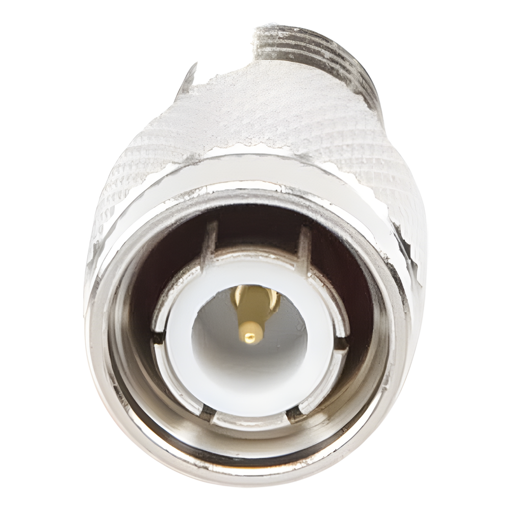 Adaptador en Línea de Conector Mini-UHF Hembra a TNC Macho, Níquel/ Oro/ Teflón.