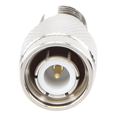 Adaptador en Línea de Conector Mini-UHF Hembra a TNC Macho, Níquel/ Oro/ Teflón.
