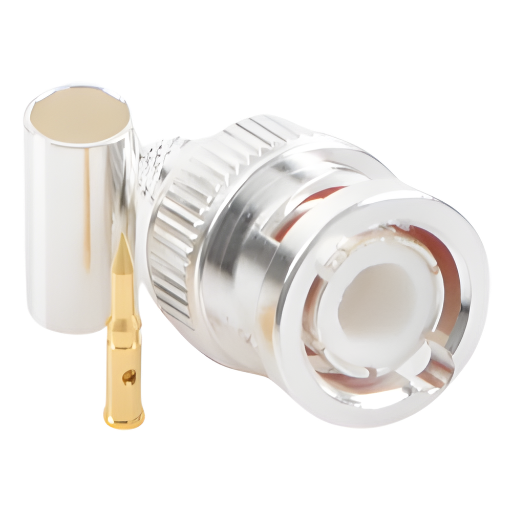 Conector BNC Macho de Anillo Plegable para Cable LP-142, LP-195, LMR-195, RG-58/U, RG-142/U, Plata/Oro/Teflón.