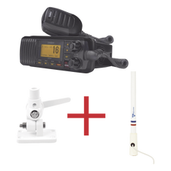 Kit de radio UM385BK | mas antena marina de fibra de vidrio TX-5206-SYS y soporte para antena 4186
