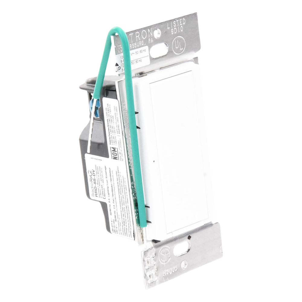 Interruptor de pared on/off para sistema RadioRA 2, doble voltaje 120/277 V, 8 A en iluminación y motores de 1/10 HP (3 A), dos hilos sin cable neutro, unipolar o multilocalización