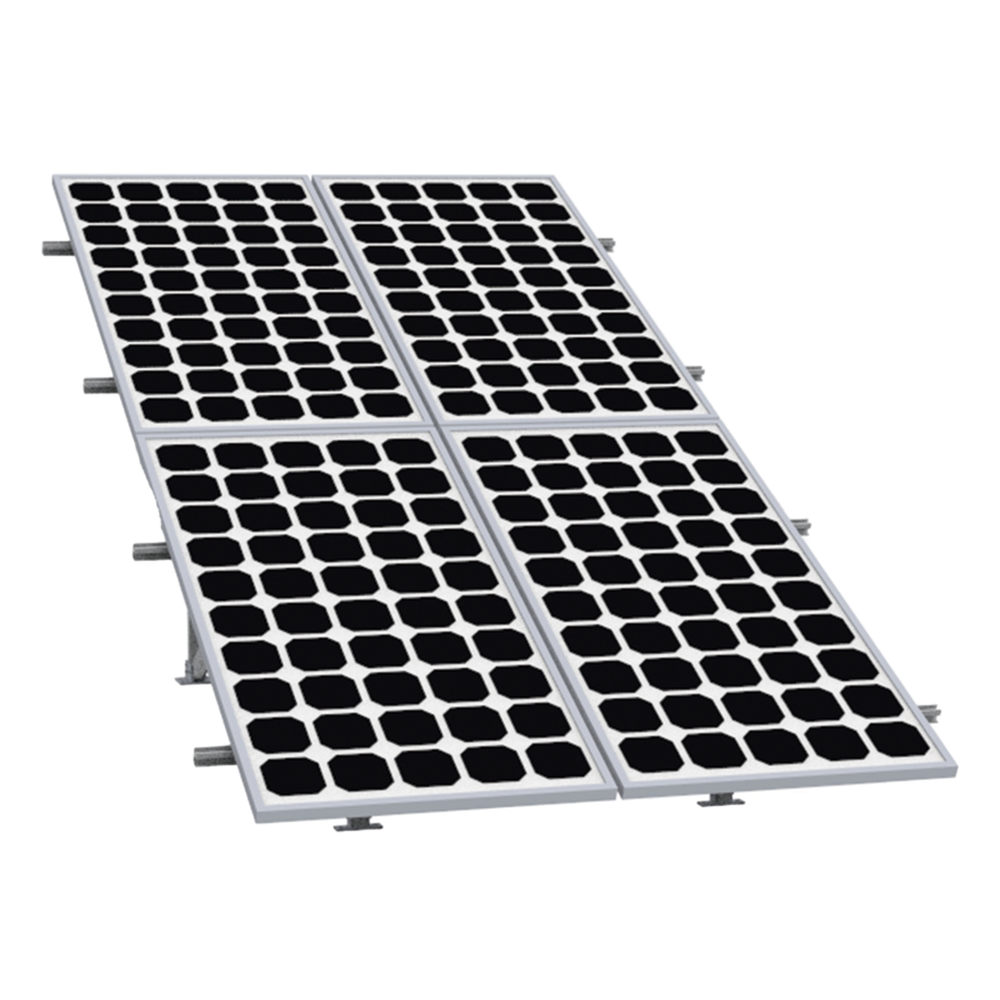 Montaje para Panel Solar 2X2, Riel 5 de 2700mm para Módulos con Espesor de 30-35mm, Vel. de Viento Máx. 136km/h