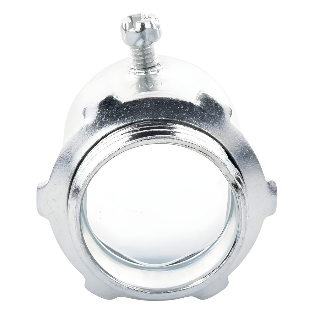 Conector 1 1/2" (38mm) pared delgada con tornillo galvanizado etiqueta verde