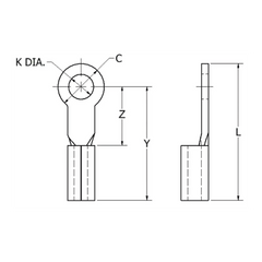 Zapata Terminal de Ojillo  para Tornillo 3/16" (5 mm) y Cable Calibre 16-14 AWG.