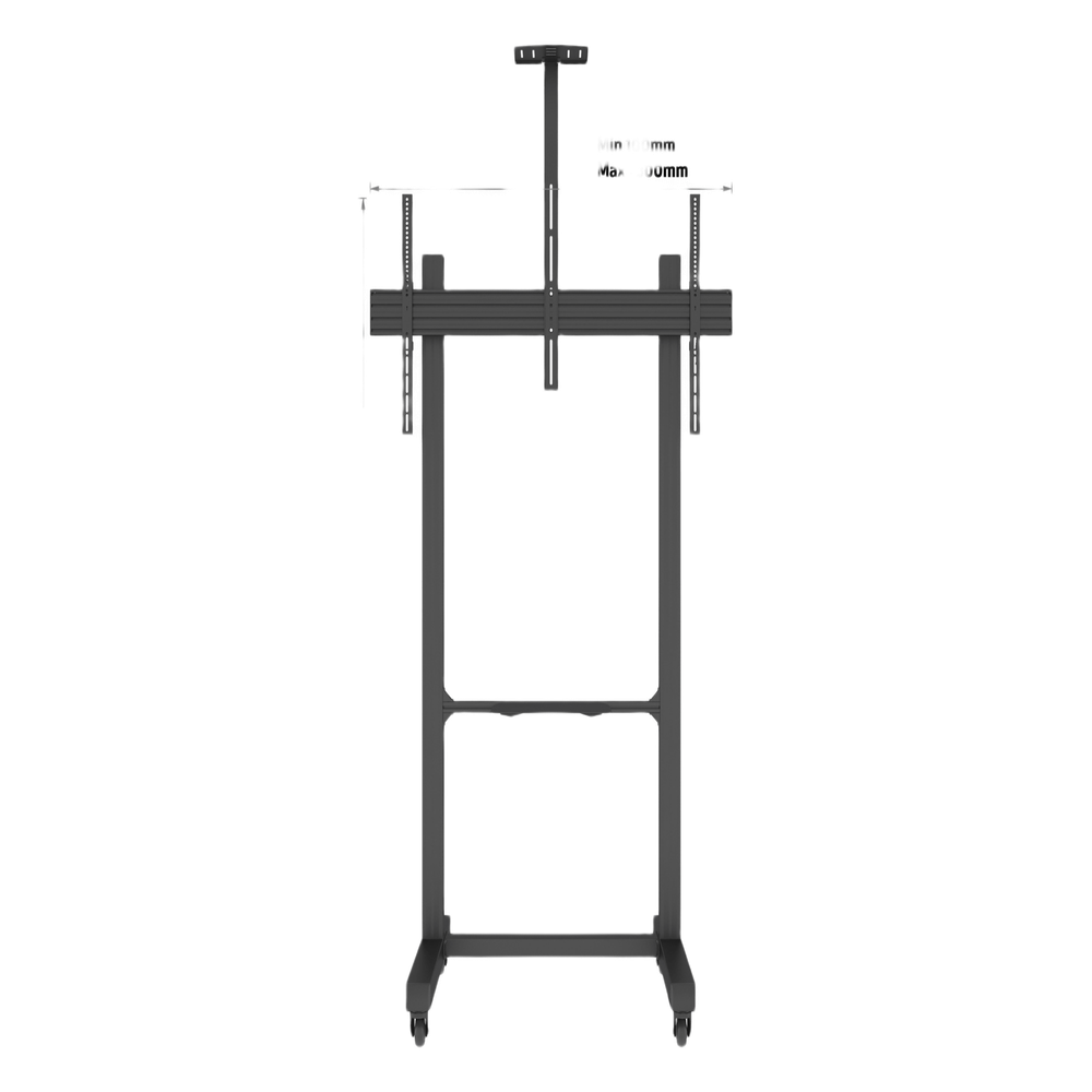 Montaje de Piso Móvil para Pantallas de  65 in a 100 in | vesa 100 x 100 hasta 1000 x 600 | carga maxima soportada 120kg| Fabricado en aluminio y acero