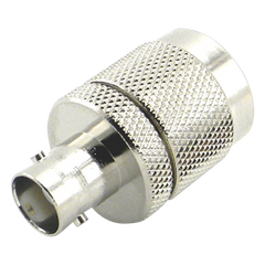 Adaptador en Línea de Conector N Macho a BNC Hembra, Plata/ Oro/ Teflón.
