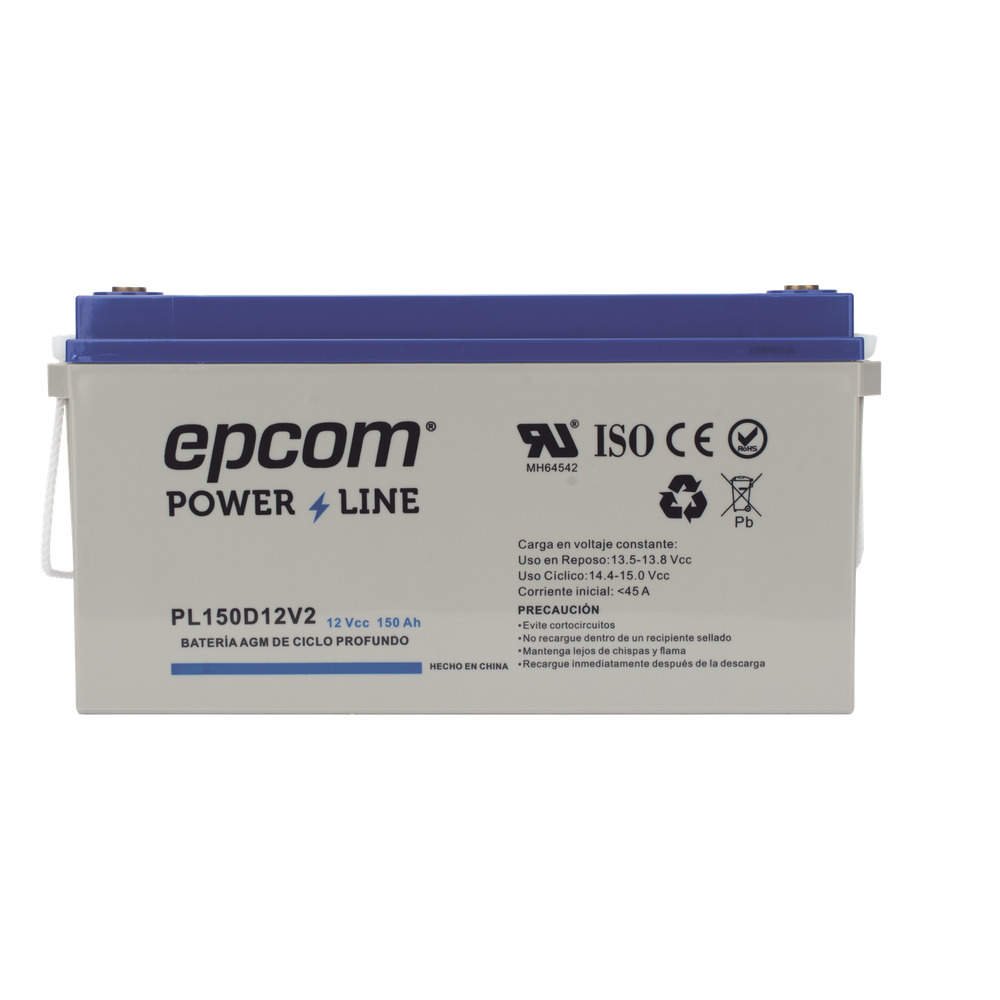 Batería AGM-VRLA Ciclo Profundo / 12 Vcc / 150 Ah / Carcasa UL94-HB / Terminales T5 / Aplicaciones Fotovoltaicas y de Emergencia