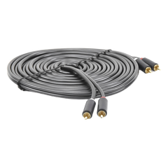 Cable de Audio 2 RCA Macho a 2 RCA Macho / 5 Metros (16.40 Pies) / Color Negro / Alta Calidad / Anillos de Goma para Asegurar un Agarre Firme al Instalar o Quitar el Cable