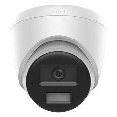[Dual Light] Turret IP de 2 Megapixel   / Lente 2.8 mm /  Ángulo de visión 101° / 20 mts IR + 15 mts Luz Blanca / Micrófono Integrado / ACUSENSE Lite /  Exterior IP67 / PoE / dWDR / H.265+ / ONVIF