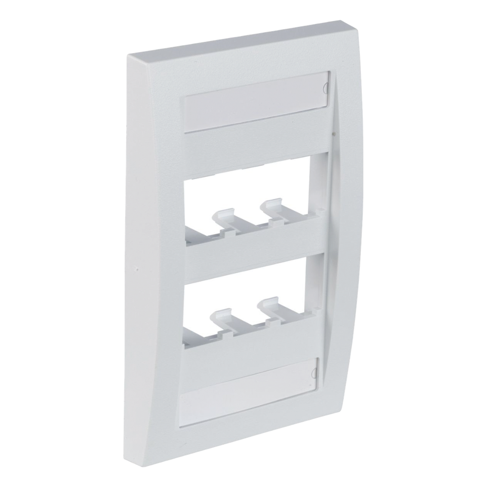 Placa de Pared Vertical Ejecutiva, Salida Para 6 Puertos Mini-Com, Con Espacios Para Etiquetas, Color Blanco