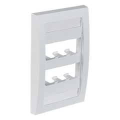 Placa de Pared Vertical Ejecutiva, Salida Para 6 Puertos Mini-Com, Con Espacios Para Etiquetas, Color Blanco