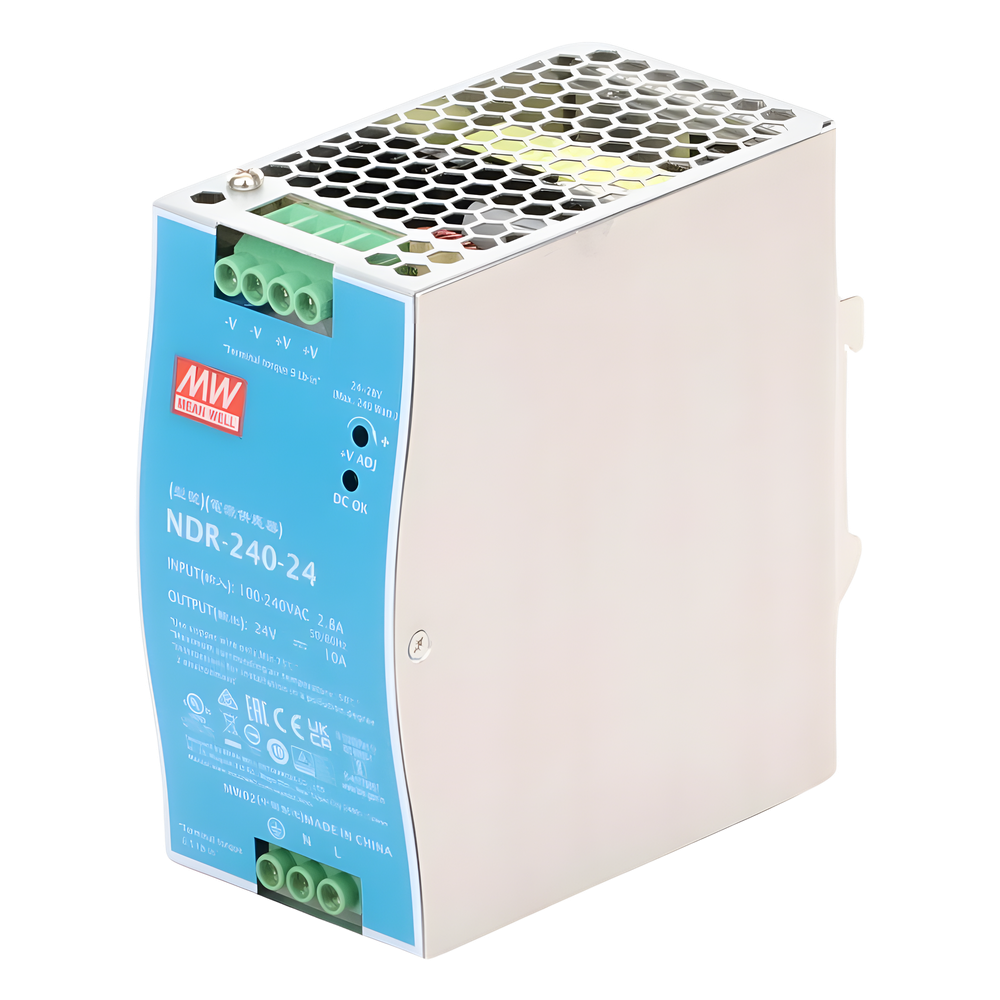 Fuente de poder industrial para riel DIN / 240W / 24Vcc / 10A / Entrada: 90-264Vca