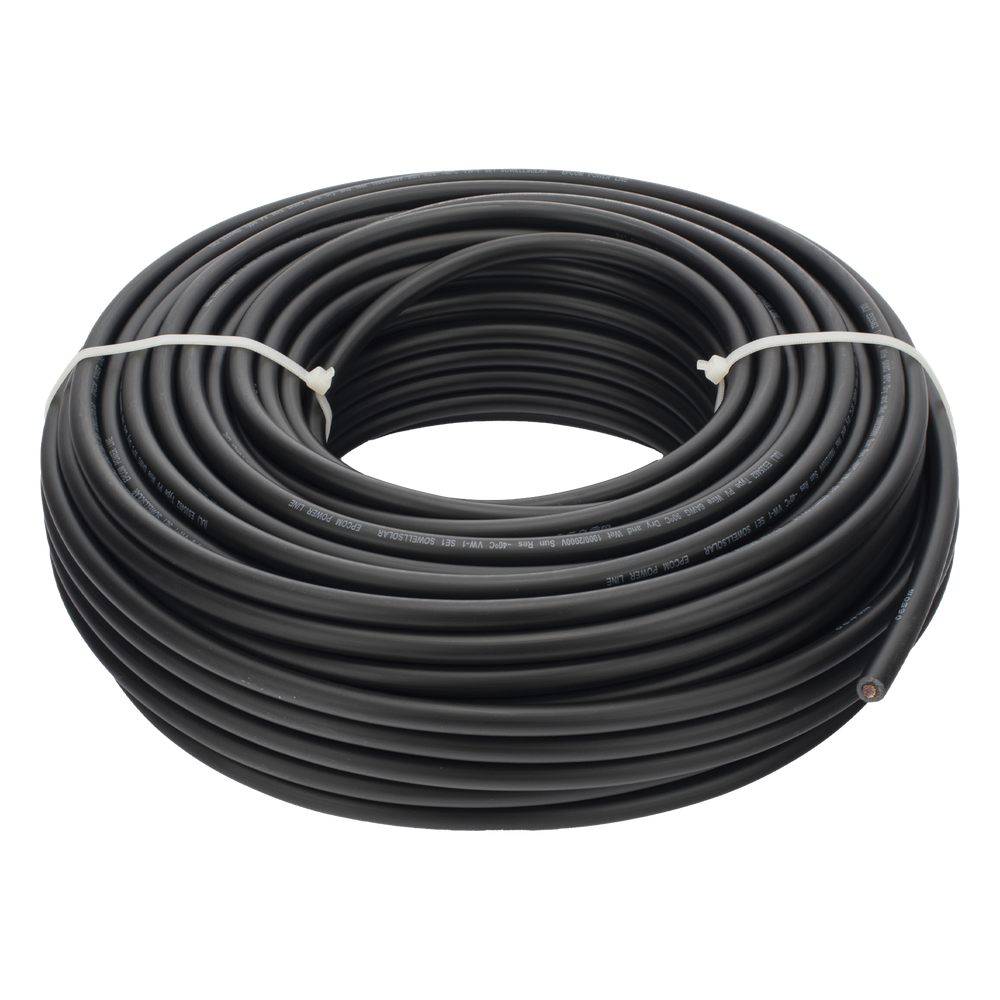 Cable Fotovoltaico Negro / Cobre Estañado / 4 mm² (12 AWG) / 2000V / Rollo de 25 m / / UL 4703 y TUV