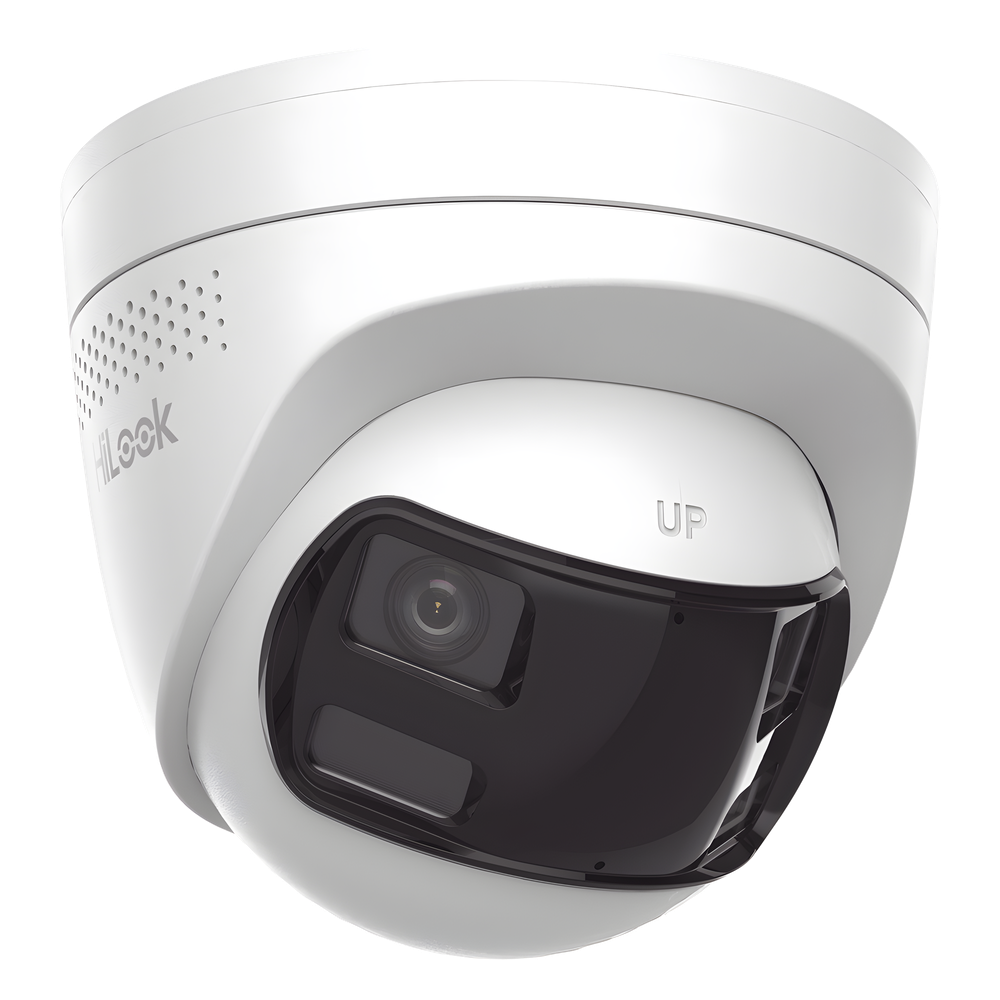 [Dual Light] Turret IP 8 Megapixel / Imagen Panorámica 180°/ PoE / Micrófono y Bocina Integrado / Exterior IP67 / Audio Bidireccional / Alarma Visual y Auditiva Integrada / Smart Supplement Light / Micro SD 512 GB