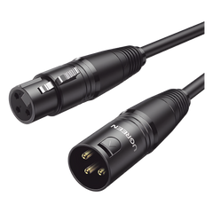 Cable para Micrófono XLR Tipo Canon Macho a Hembra / 10 Metros / Plug & Play / Antiinterferencias / Triple Blindaje / Alta Calidad / Color Negro