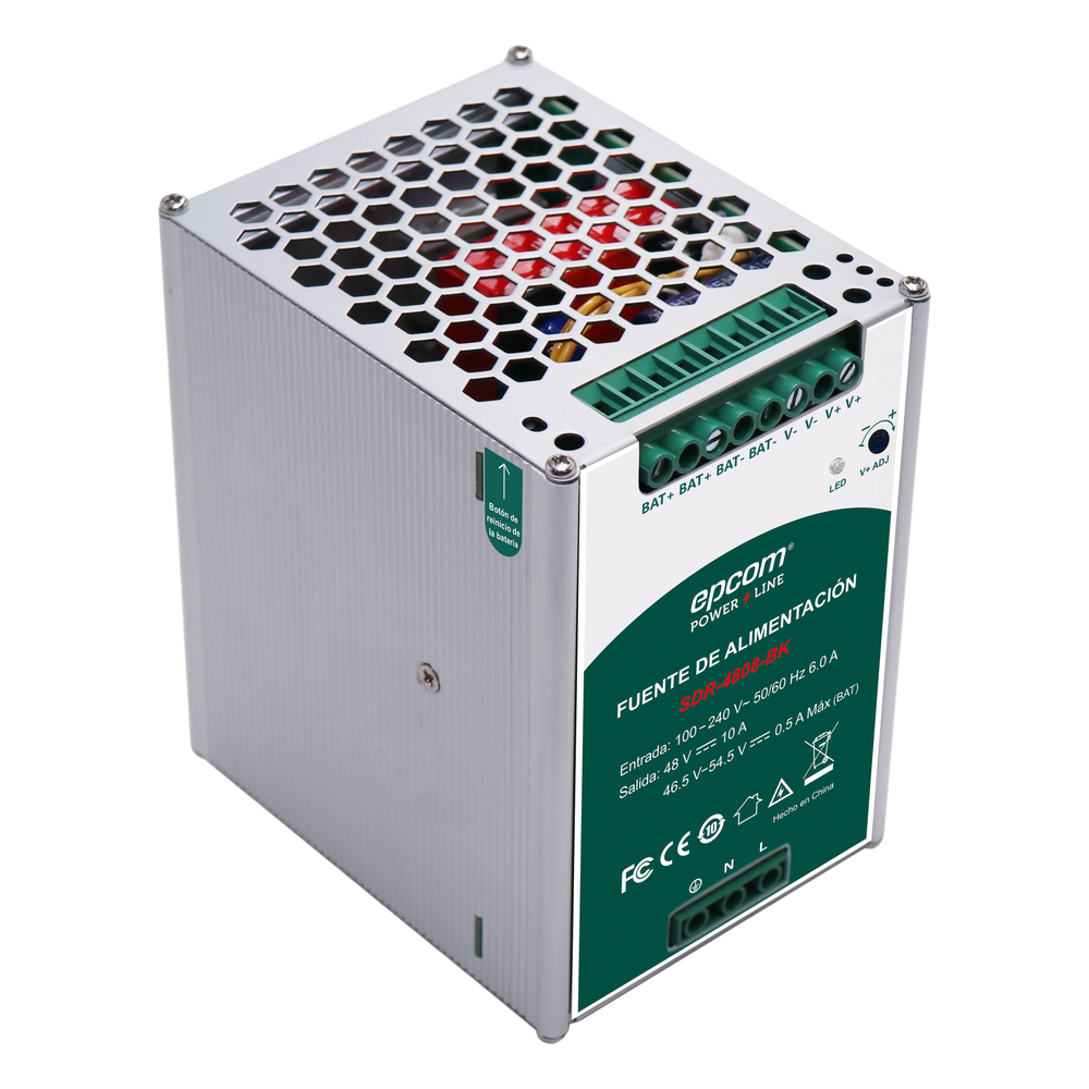 Fuente de Alimentación Industrial | Tipo DIN Riel | 48 VCC | 10 A | Capacidad de baterías de respaldo