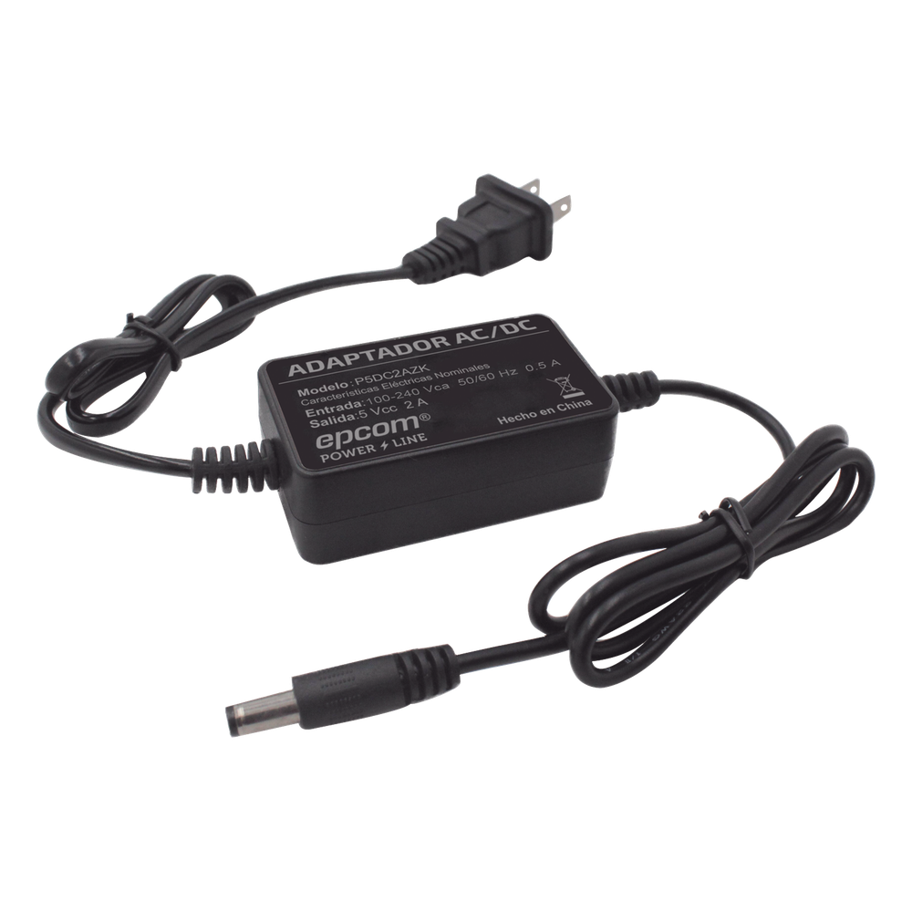 Adaptador 5 Vcc / 2A / UL / Voltaje de Entrada de 100-240 Vca / Para uso, solo en lectores biométricos de 5 Vcc de la marca ZK